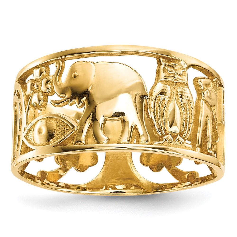 14k Yellow Gold Lucky Symbols Cut Out 9mm Band