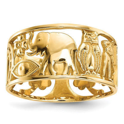 14k Yellow Gold Lucky Symbols Cut Out 9mm Band