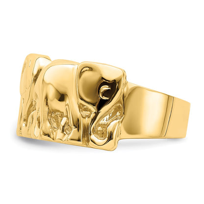14k Yellow Gold Polished Elephant Ring