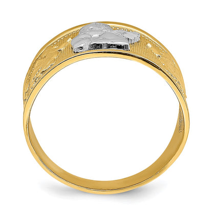 14k Yellow Gold w/ Rhodium Angel Band