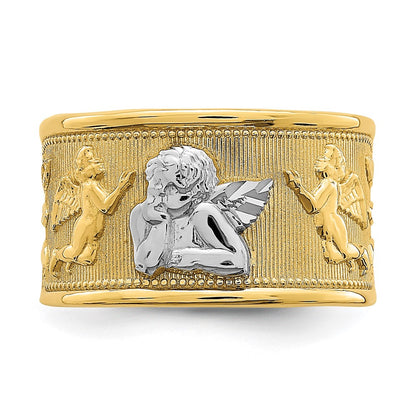 14k Yellow Gold w/ Rhodium Angel Band