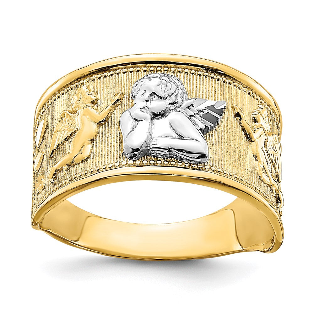 14k Yellow Gold w/ Rhodium Angel Band
