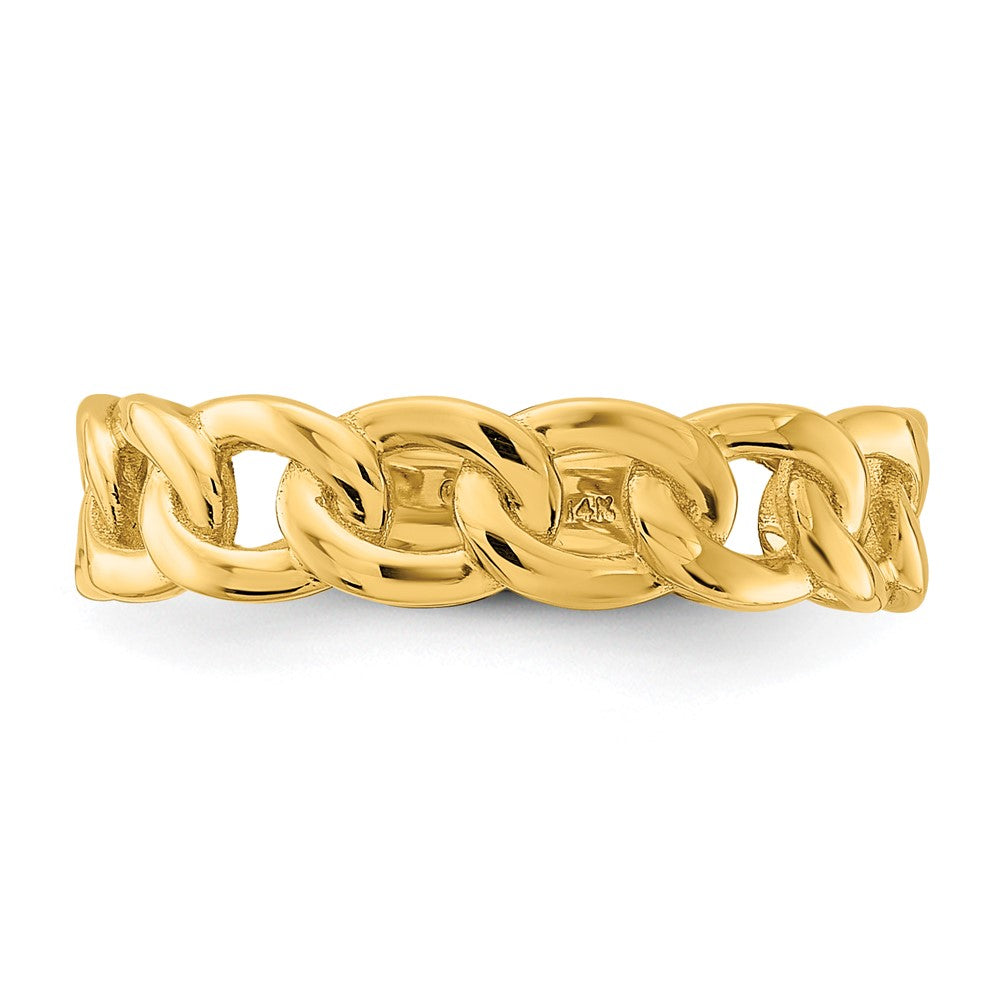 10K Yellow Gold 10Ky Polished 5mm Curb Link Ring Size 5