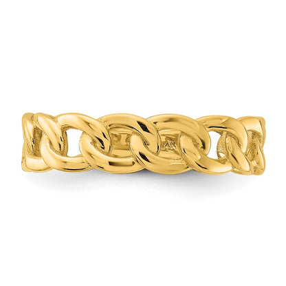 10K Yellow Gold 10Ky Polished 5mm Curb Link Ring Size 5