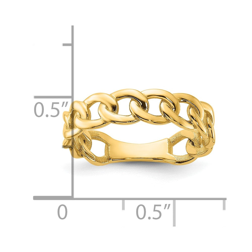 10K Yellow Gold 10Ky Polished 5mm Curb Link Ring Size 8