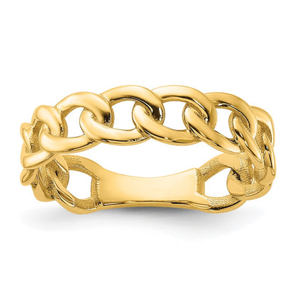 10K Yellow Gold 10Ky Polished 5mm Curb Link Ring Size 5