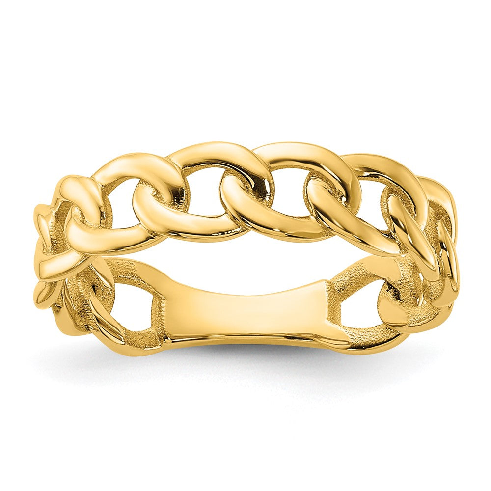 10K Yellow Gold 10Ky Polished 5mm Curb Link Ring Size 6