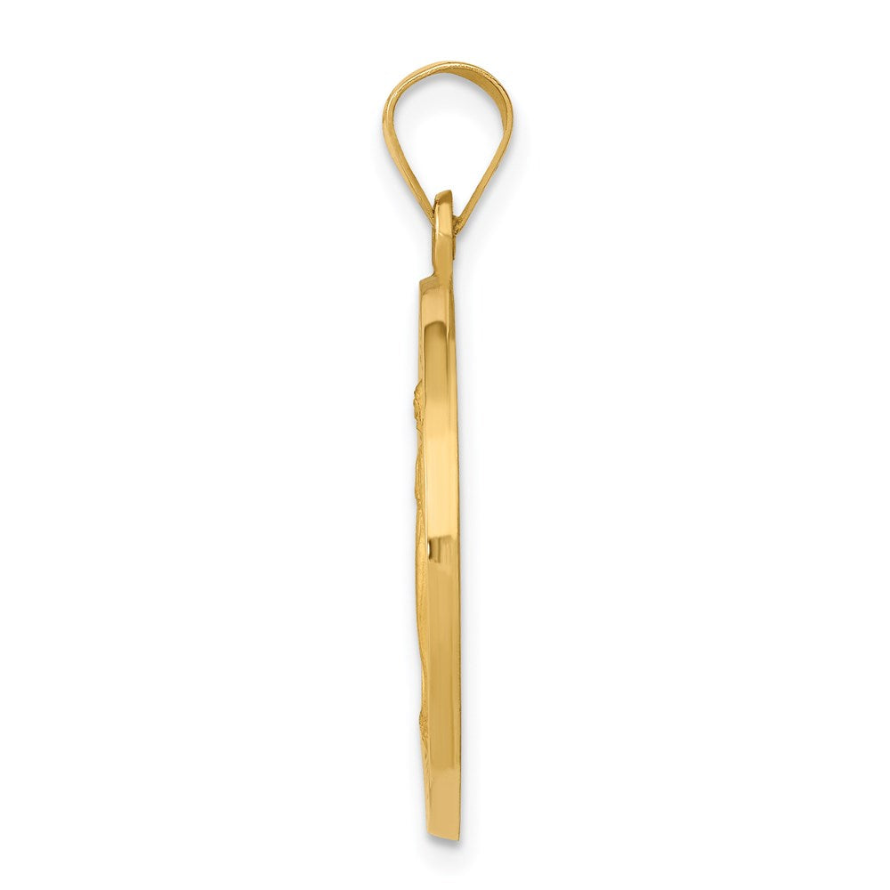 14K Yellow Gold Miraculous Medal Hollow Pendant