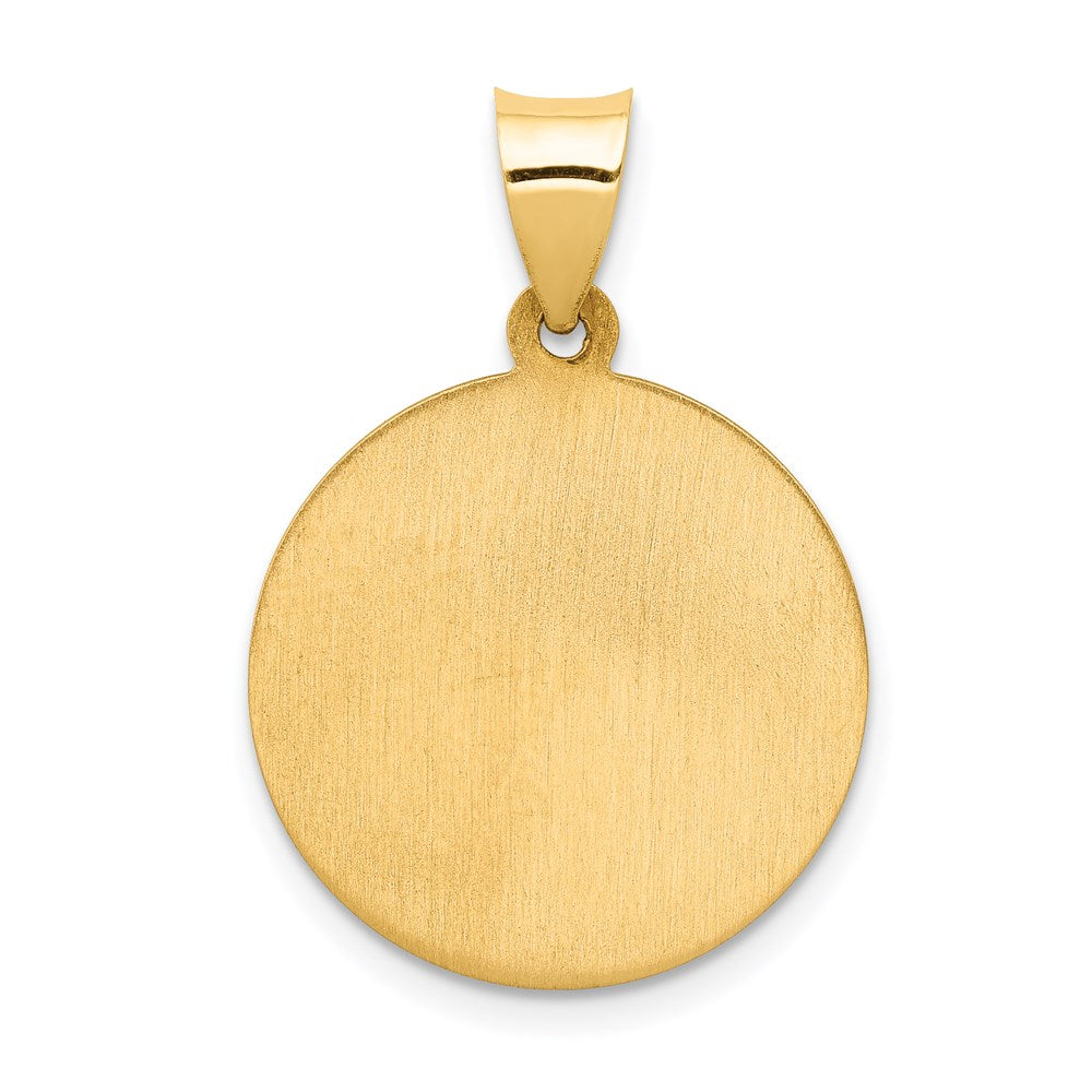 14K Yellow Gold Guardian Angel Medal Hollow Pendant
