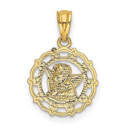 14K Yellow & Rhodium W/Rhodium Framed Cherub Pendant