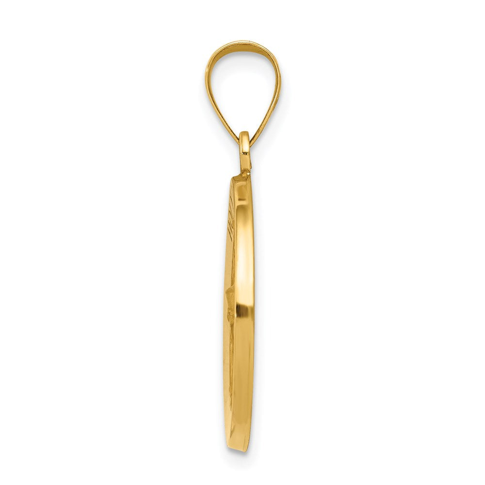 14K Yellow Gold Holy Communion Medal Hollow Pendant