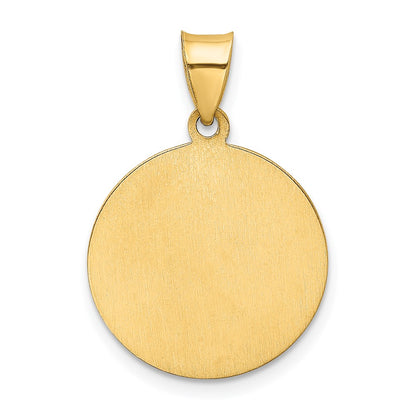 14K Yellow Gold Holy Communion Medal Hollow Pendant