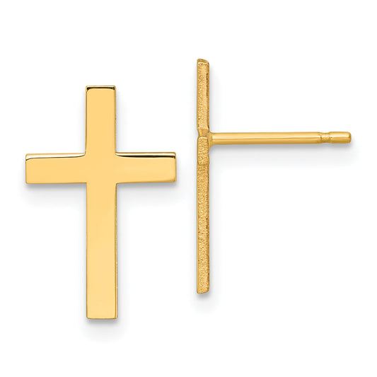 10K Yellow Gold Polished Cross Earrings