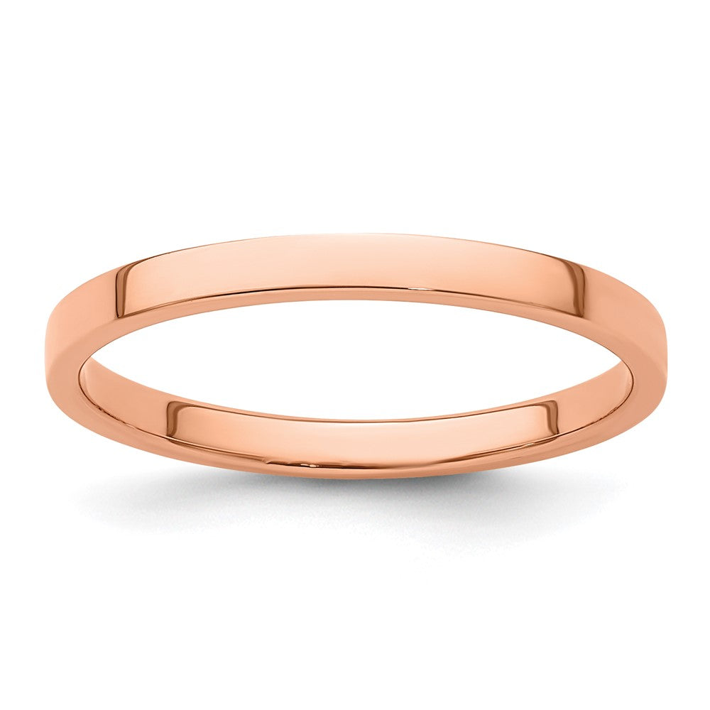 18k Rose Gold 2mm Lightweight Flat Wedding Band Ring