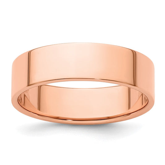 18k Rose Gold 6mm Lightweight Flat Wedding Band Ring