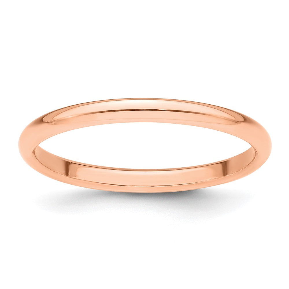 18k Rose Gold 2mm Half Round Wedding Band Ring