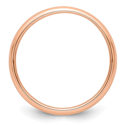14k Rose Gold 3mm Half-Round Wedding Band Ring