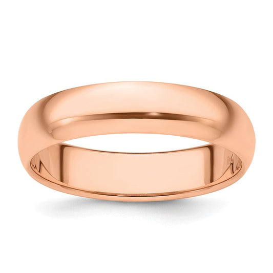 14k Rose Gold 5mm Half-Round Wedding Band Ring