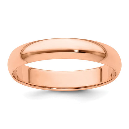 18k Rose Gold 4mm Lightweight Half Round Wedding Band Ring