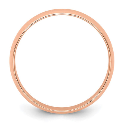 18k Rose Gold 5mm Lightweight Half Round Wedding Band Ring