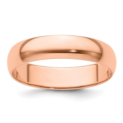 14k Rose Gold 5mm Lightweight Half Round Wedding Band Ring