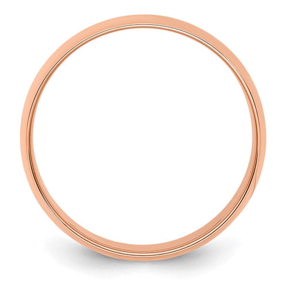 14k Rose Gold 8mm Lightweight Half Round Wedding Band Ring