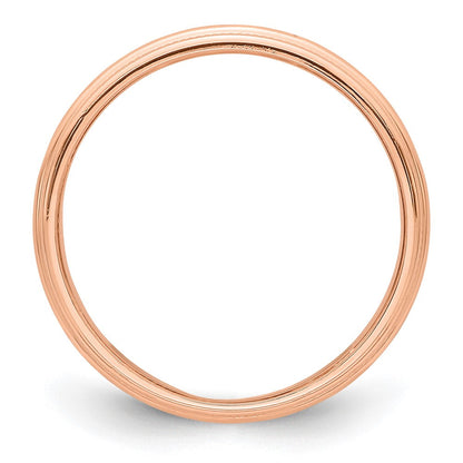 18k Rose Gold 3mm Milgrain Half-Round Wedding Band Ring