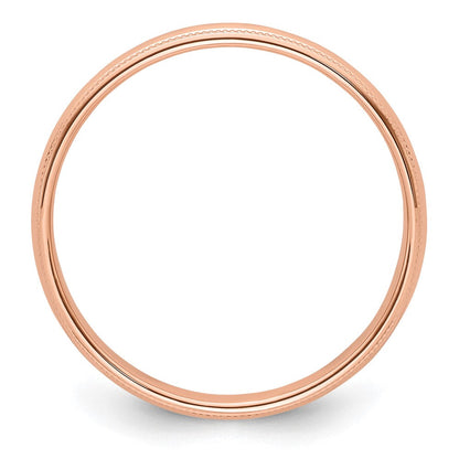 14k Rose Gold 4mm Milgrain Half-Round Wedding Band Ring