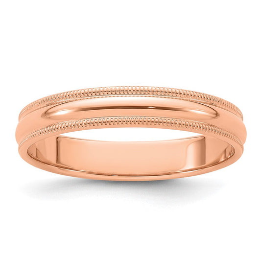 14k Rose Gold 4mm Milgrain Half-Round Wedding Band Ring