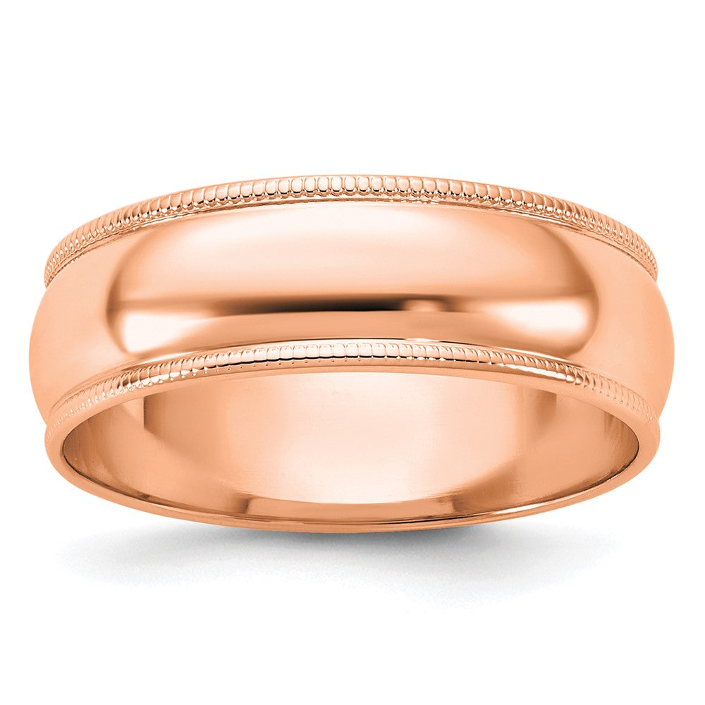 18k Rose Gold 6mm Milgrain Half-Round Wedding Band Ring