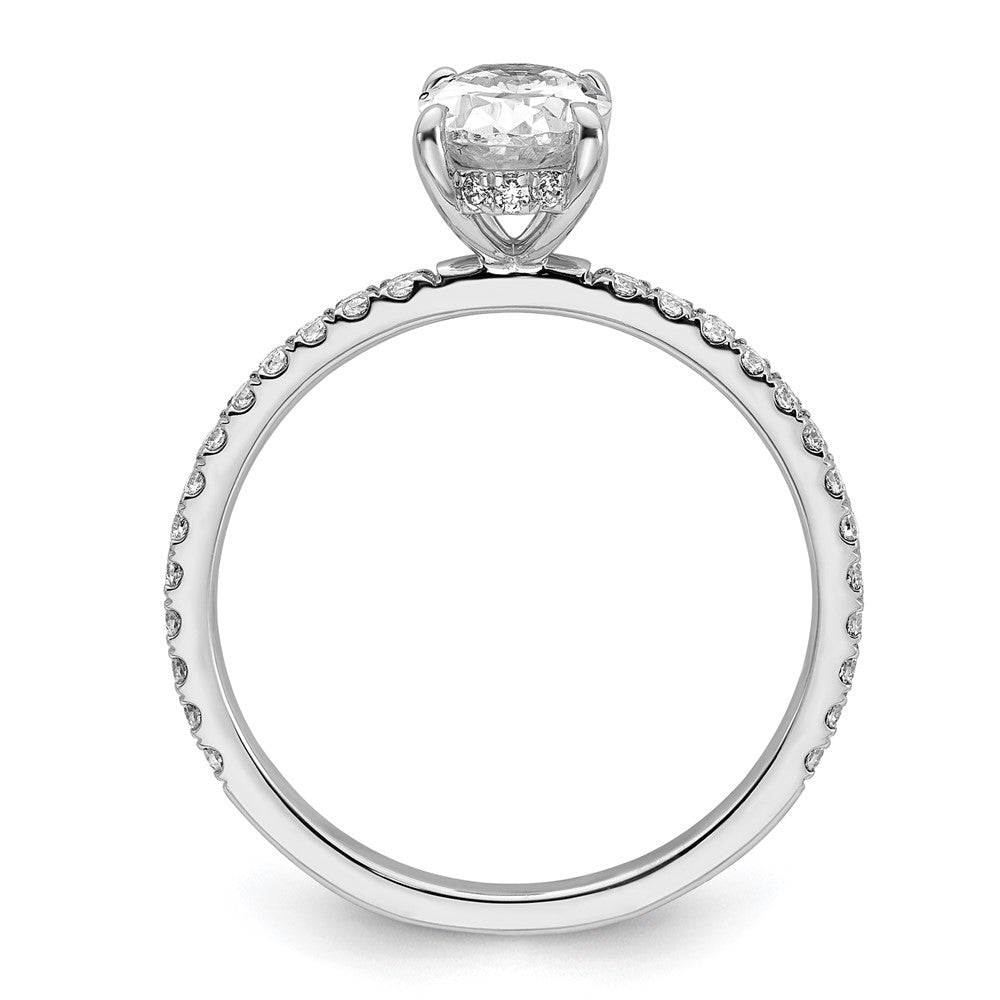 14k White Gold 1/3 Ct. Lab Grown Diamond VS/SI+ G+ 1 Ct. center Flair Oval Semi Mount Engagement Ring