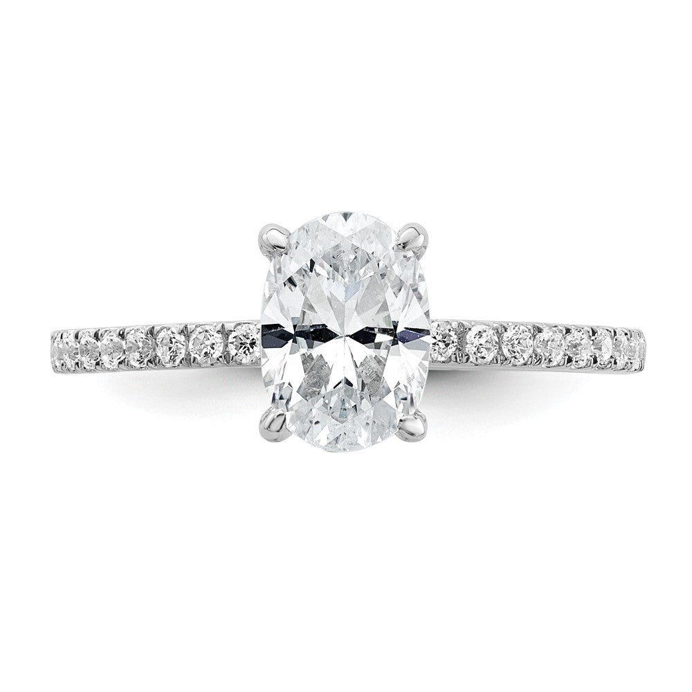14k White Gold 1/3 Ct. Lab Grown Diamond VS/SI+ G+ 1 Ct. center Flair Oval Semi Mount Engagement Ring