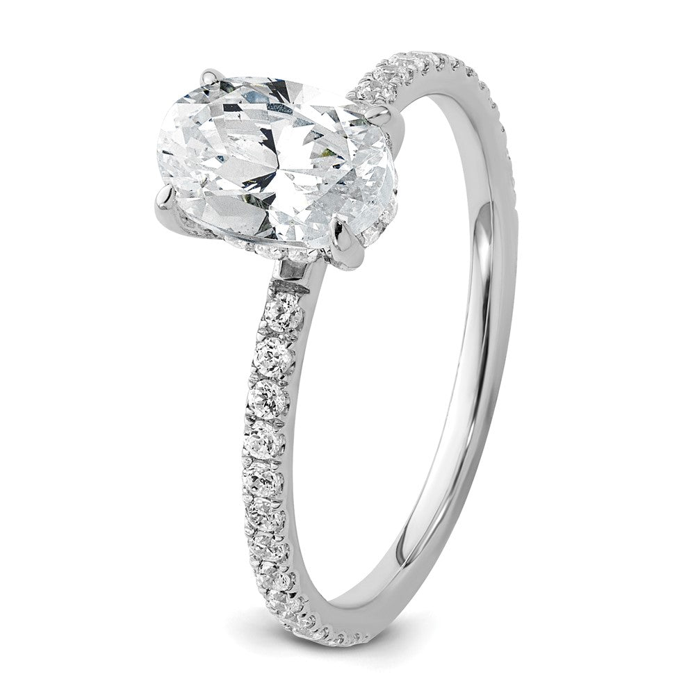 14k White Gold 1/3 Ct. Lab Grown Diamond VS/SI+ G+ 1 Ct. center Flair Oval Semi Mount Engagement Ring