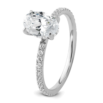 14k White Gold 1/3 Ct. Lab Grown Diamond VS/SI+ G+ 1 Ct. center Flair Oval Semi Mount Engagement Ring