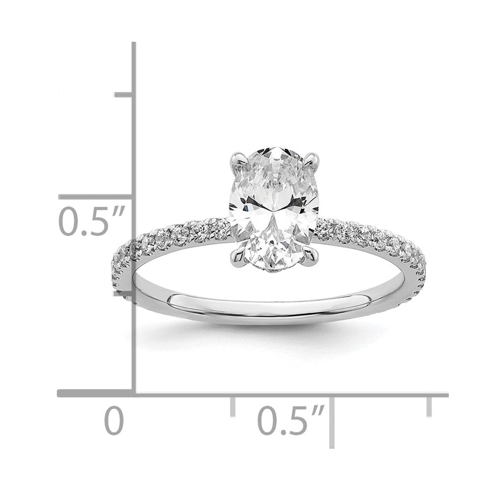 14k White Gold 1/3 Ct. Lab Grown Diamond VS/SI+ G+ 1 Ct. center Flair Oval Semi Mount Engagement Ring