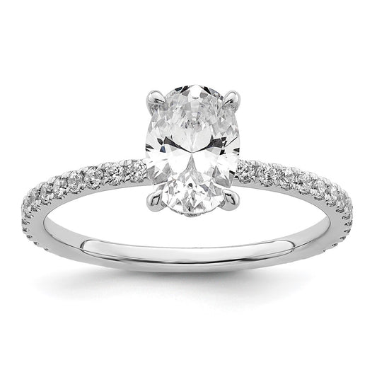 14k White Gold 1/3 Ct. Lab Grown Diamond VS/SI+ G+ 1 Ct. center Flair Oval Semi Mount Engagement Ring