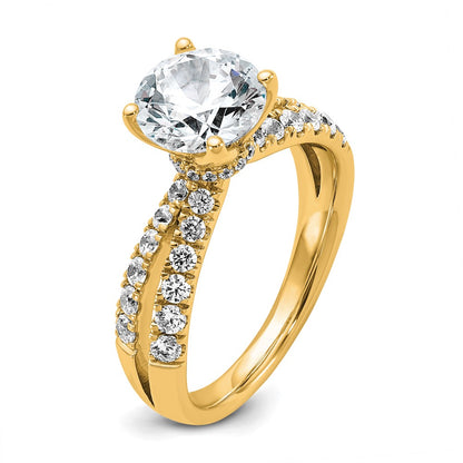 14K Yellow Gold True Origin 2 5/8 Carat Round Lab Grown Diamond Vs D E F Complete Engagement Ring