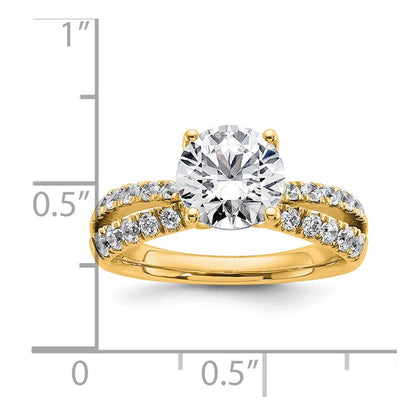 14K Yellow Gold True Origin 2 5/8 Carat Round Lab Grown Diamond Vs D E F Complete Engagement Ring