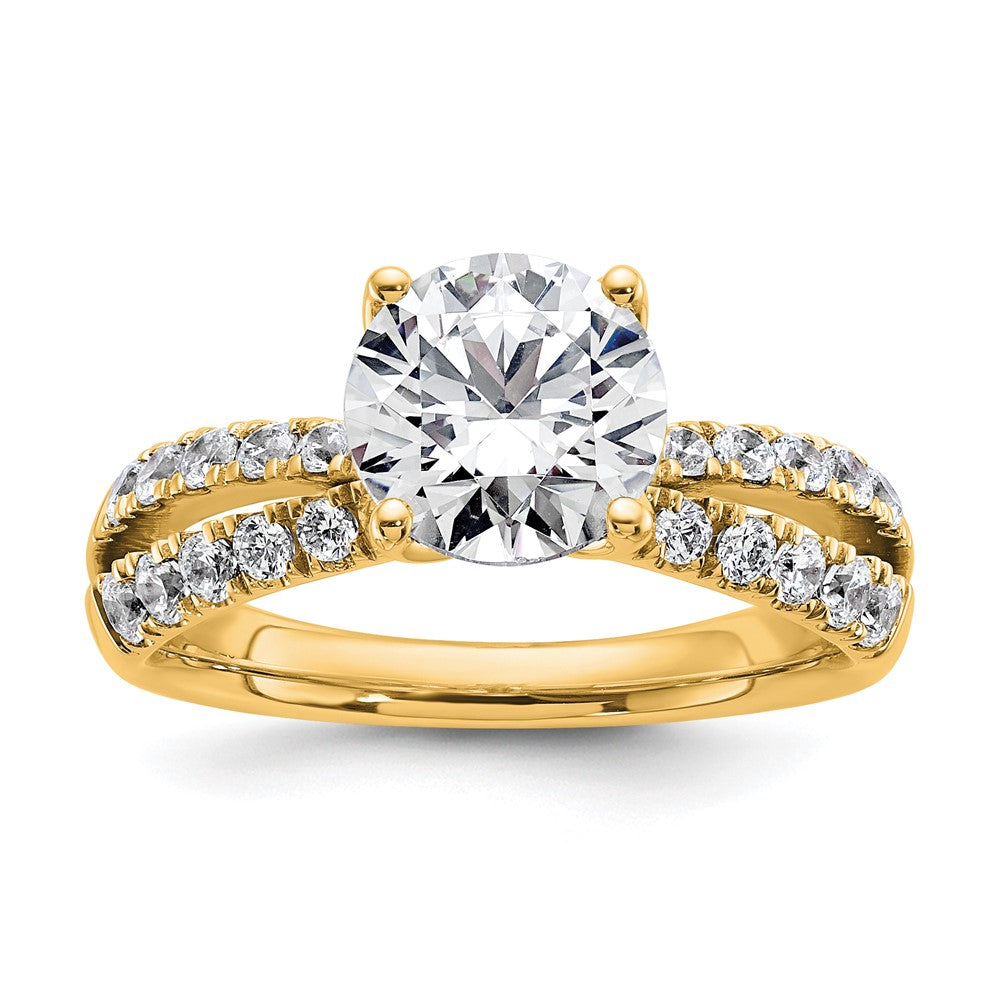 14K Yellow Gold True Origin 2 5/8 Carat Round Lab Grown Diamond Vs D E F Complete Engagement Ring
