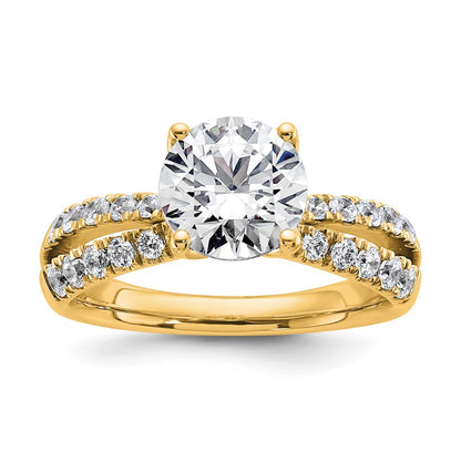 14K Yellow Gold True Origin 2 5/8 Carat Round Lab Grown Diamond Vs D E F Complete Engagement Ring