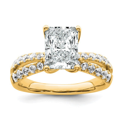 14K Yellow Gold True Origin 2 5/8 Carat Radiant Lab Grown Diamond Vs D E F Complete Engagement Ring
