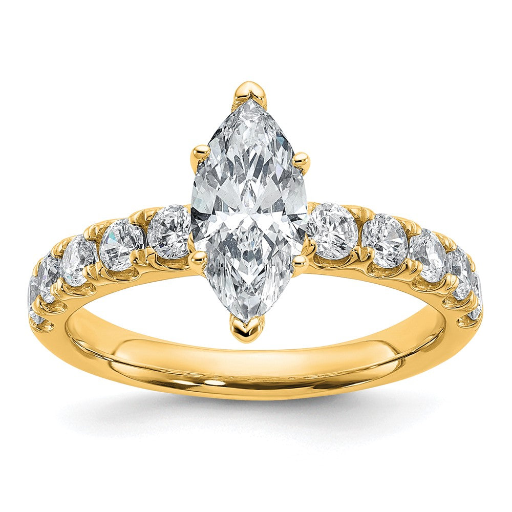 14K Yellow Gold 1 3/4 Carat Certified Lab Grown Diamond Vs+ F+ Marquise Complete Engagement Ring