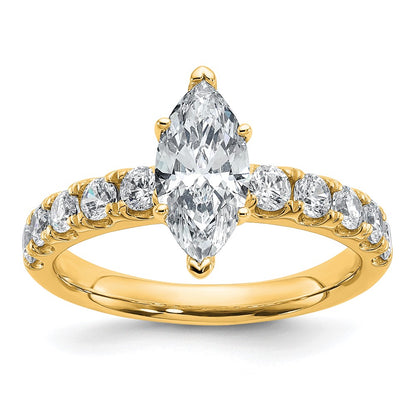 14K Yellow Gold 1 3/4 Carat Certified Lab Grown Diamond Vs+ F+ Marquise Complete Engagement Ring