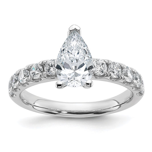 14K White Gold 1 3/4 Carat Certified Lab Grown Diamond Vs+ F+ Pear Complete Engagement Ring