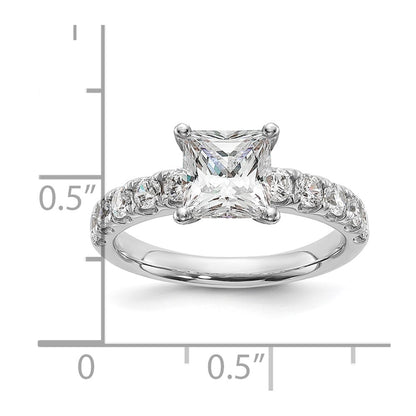 14K White Gold Certified 3 3/4 carat Lab Grown Diamond VS+ F+ Princess Complete Engagement Ring