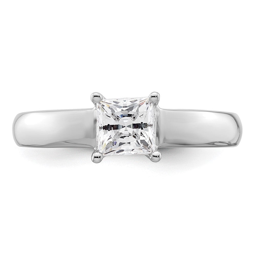 0.75ct. CZ Solid Real 14k White Gold Square Solitaire Engagement Ring