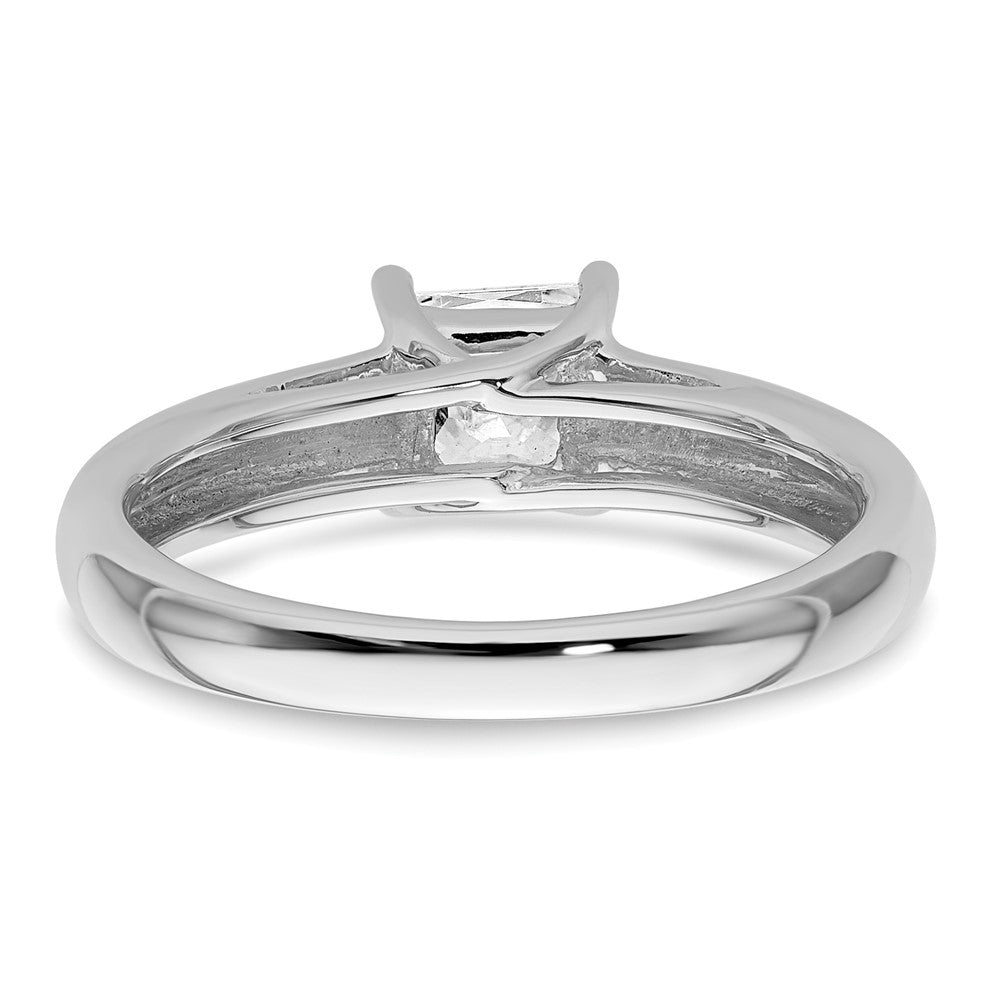 0.75ct. CZ Solid Real 14k White Gold Square Solitaire Engagement Ring