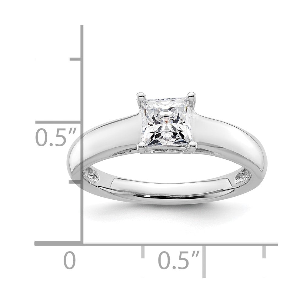 0.75ct. CZ Solid Real 14k White Gold Square Solitaire Engagement Ring