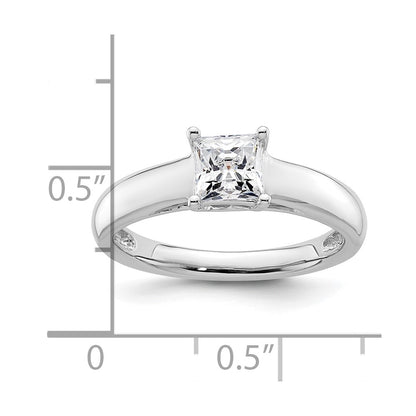 0.75ct. CZ Solid Real 14k White Gold Square Solitaire Engagement Ring