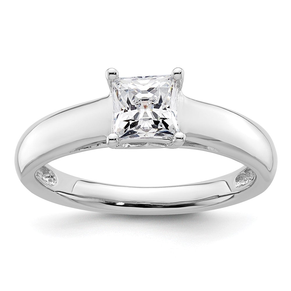 0.75ct. CZ Solid Real 14k White Gold Square Solitaire Engagement Ring